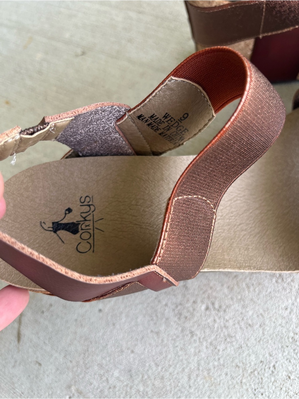 NWOT Corkys Women's leather and Copper Wedge Sandals - Picture 3 of 3